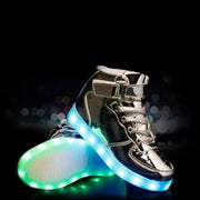basket lumineuse garçon | Basket enfant lumineuse Argent | basket-lumineuse | zapatos luminosos | luminous shoes