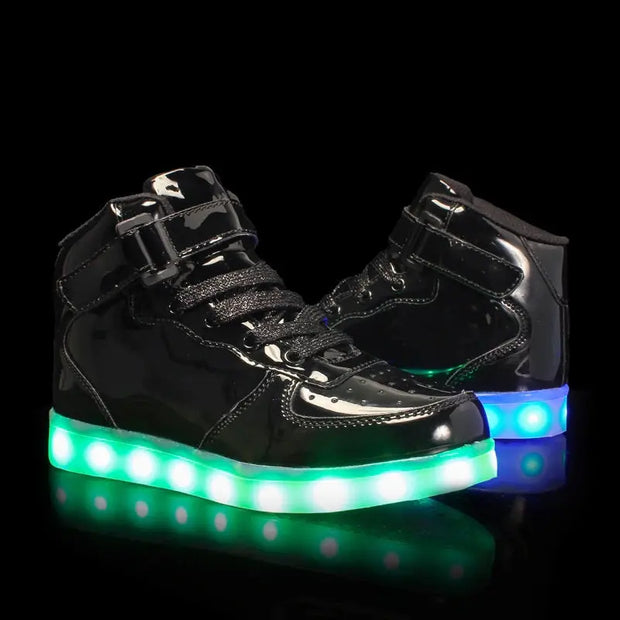 baskets lumineuses | Sneakers lumineuses brillantes noires | basket-lumineuse